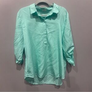 crown & ivy Mint Green Collared Tunic Blouse